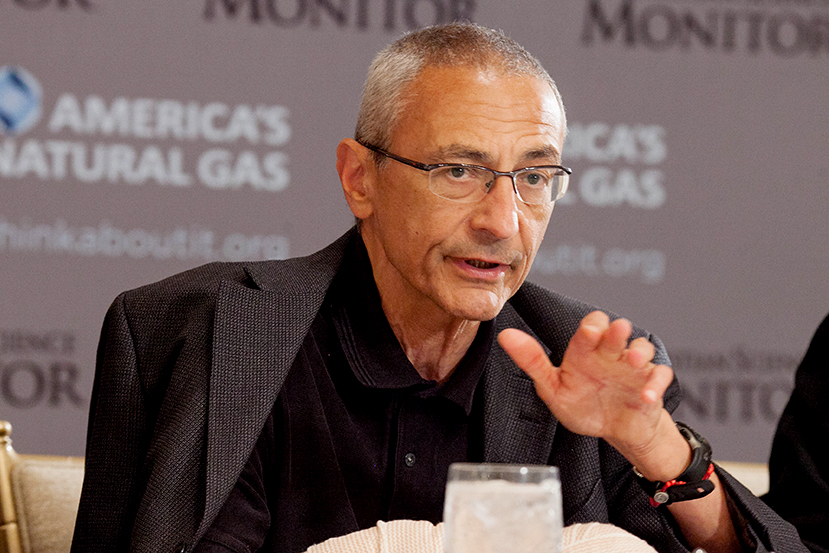 White House counselor John Podesta speaks during a breakfast briefing held by The Christian Science Monitor, June 6, 2014.