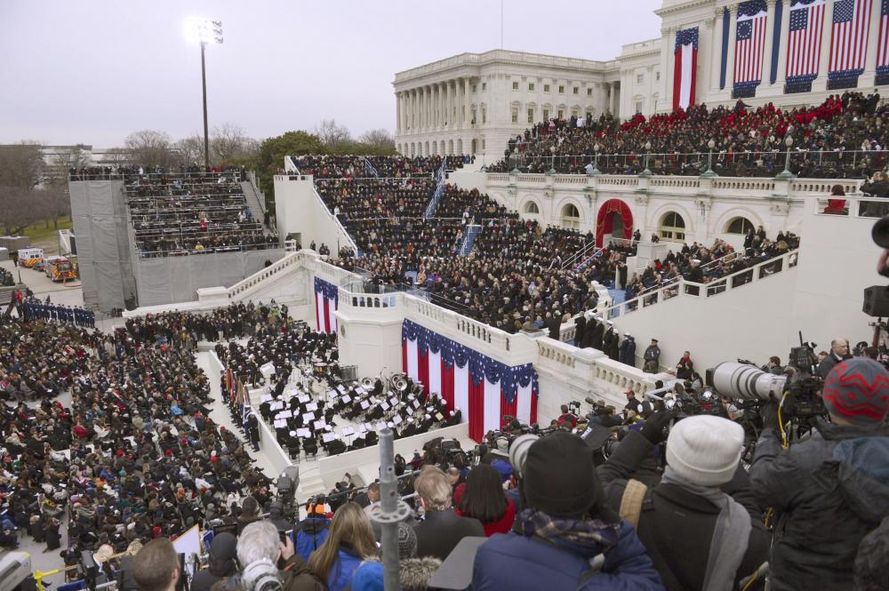WASHINGTON, United States - The swearing-in ceremony for the second term of U.S. President Barack Obama is held before the U.S. Capitol in Washington on Jan. 21, 2013. (Kyodo via AP Images)