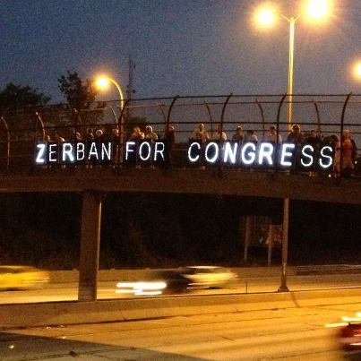 Supporters of Paul Ryan's other opponent light up a bridge in Walworth County, Wisconsin.