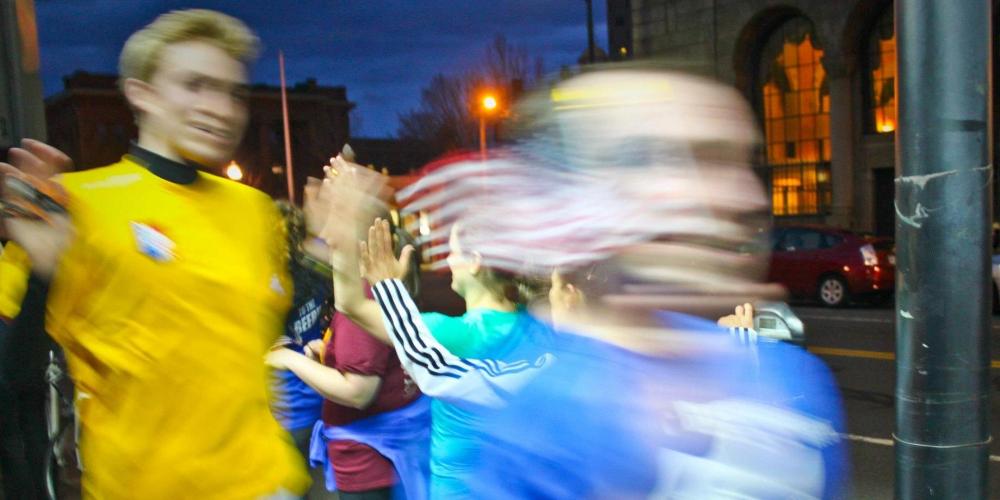Run for Marathon victims last night in Cambridge, Mass.