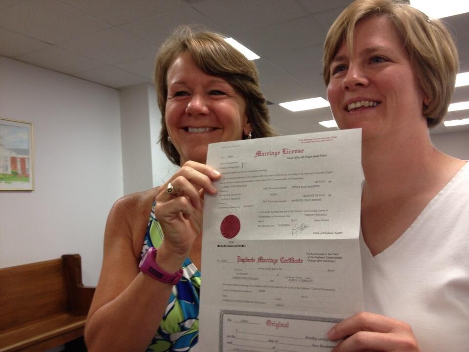 First same-sex couple gets marriage license in Pennsylvania