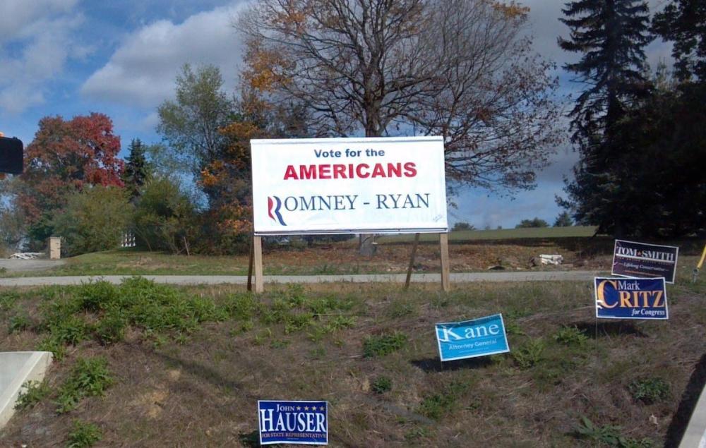 Pic: 'Vote for the Americans.' (Guess who.)