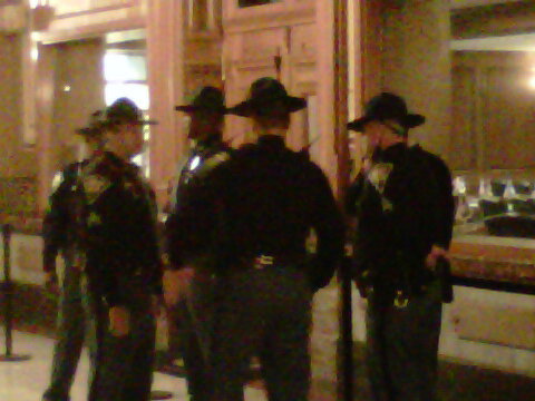 Inside the Indiana Statehouse this morning.