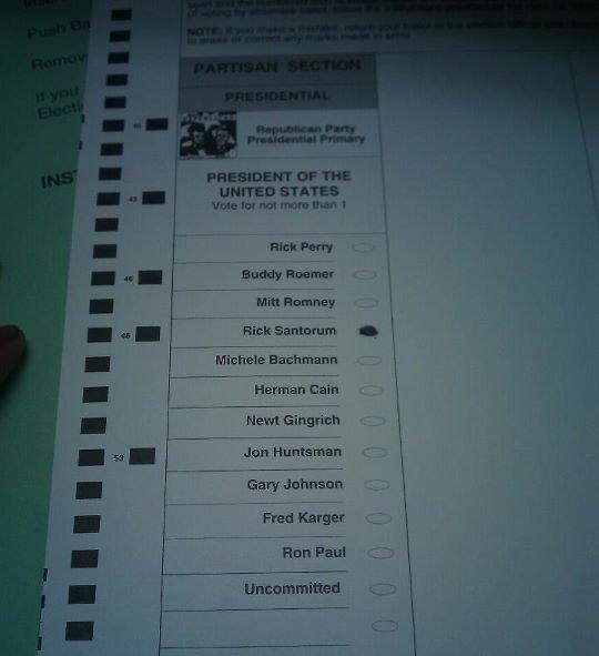 Pic: Democrat votes Santorum in Michigan