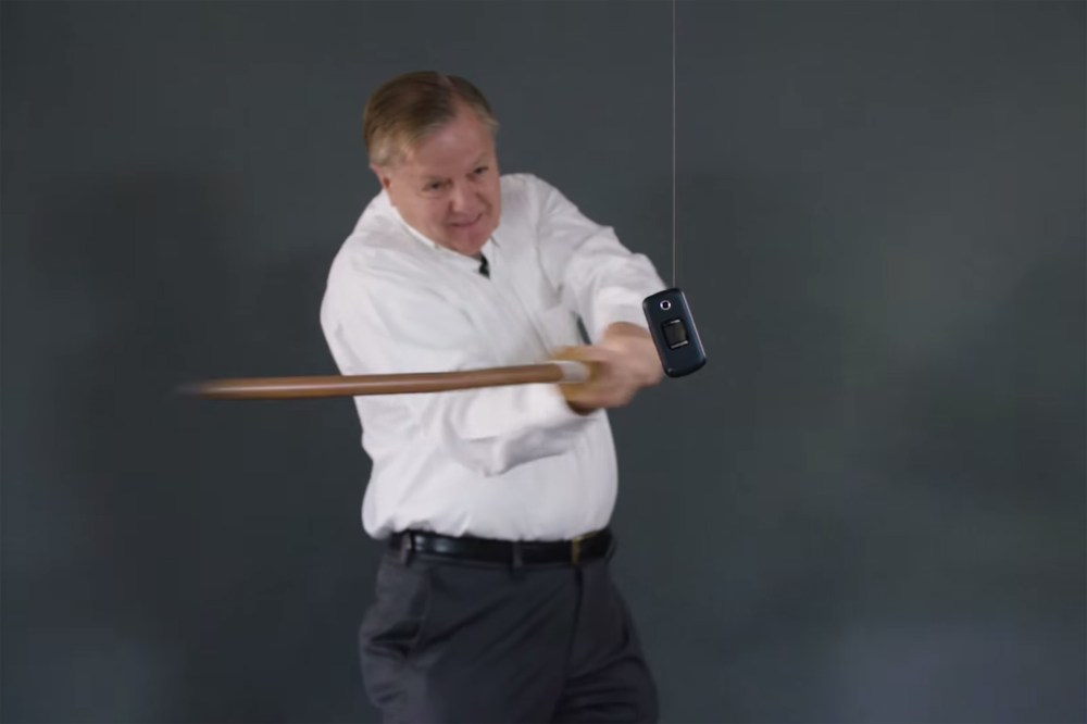 Scene from "How to Destroy Your Cell Phone With Sen. Lindsey Graham". (Photo by IJReview)