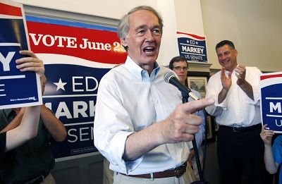 Sen. Edward Markey repeats the oath for Vice President Joe Biden in the Old Senate Chamber at the Capitol in Washington, Tuesday, July 16, 2013. (Photo by J. Scott Applewhite/AP)