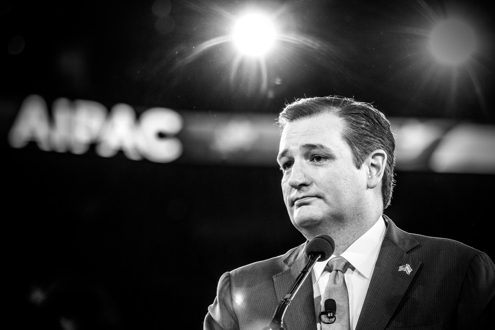 Republican presidential candidate Sen. Ted Cruz (R-Texas) addresses the annual policy conference of the American Israel Public Affairs Committee on March 21, 2016 in Washington, D.C. (Photo by Mark Peterson/Redux for MSNBC)