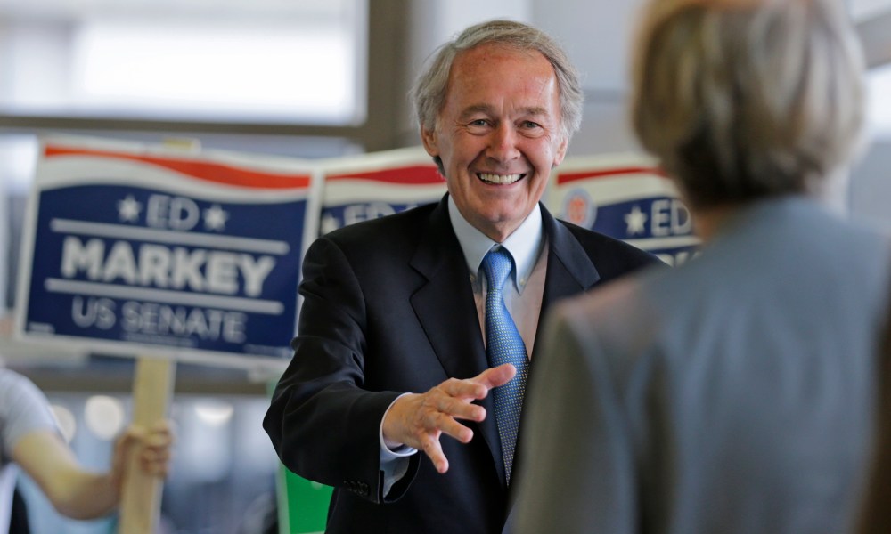 Democratic U.S. Senate hopeful, Mass. Rep. Edward Markey, D-Malden, smiles as he asks commuters for their vote while campaigning at North Station in Boston, Monday, April 29, 2013. Markey and U.S. Rep. Stephen Lynch, D-Boston, vying for their party's...