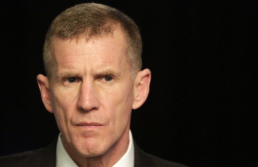 Retired Gen. Stanley McChrystal in January, while speaking with reporters. (AP Photo/Mark Lennihan)