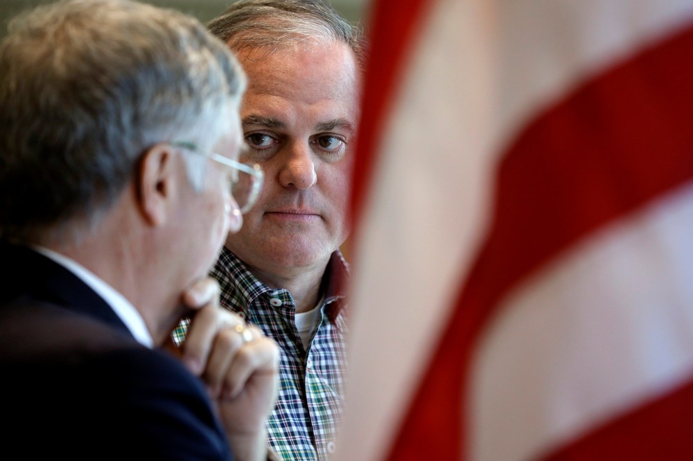 U.S. Sen. Mark Pryor prepares to speak at a campaign event in North Little Rock, Ark., Oct. 21, 2014.
