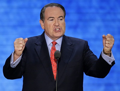 Former Arkansas Governor Mike Huckabee addresses the Republican National Convention in Tampa, Fla., on Aug. 29, 2012. (Photo by J. Scott Applewhite/AP Photo)