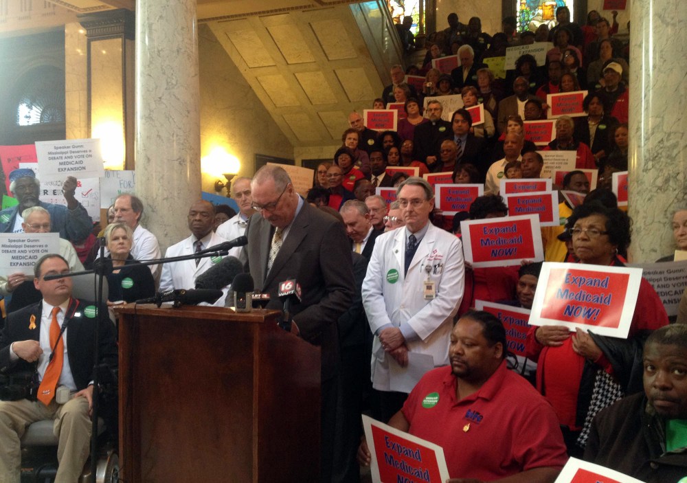 File photo: Sam Cameron, president and CEO of the Mississippi Hospital Association, with 200 health advocates Wednesday, March 27, 2013. (Photo by: Jimmie Gates/AP Photo/The Clarion-Ledger)