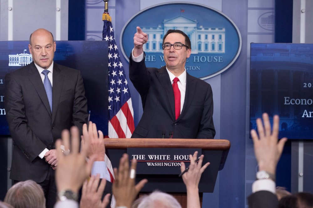 Image: White House news conference with US Treasury Secretary Steven Mnuchin and National Economic Director Gary Cohn