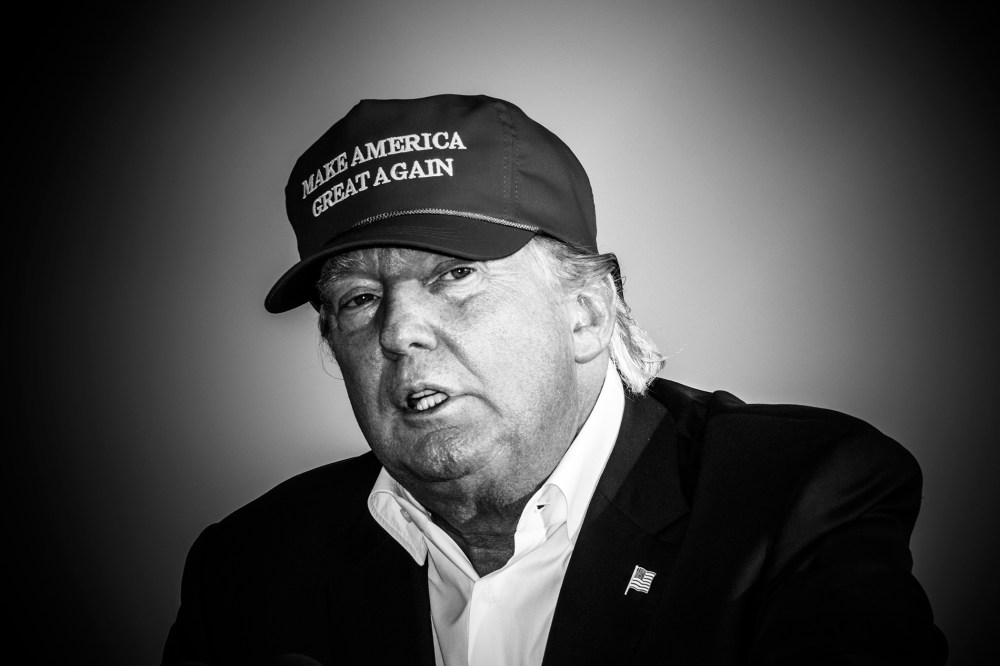 Donald Trump arrived in Southern California Tuesday evening for a campaign rally hosted by Veterans for a Strong America, just one day ahead of the second Republican presidential debate on Sept. 15, 2015. (Photo by Mark Peterson/Redux for MSNBC)