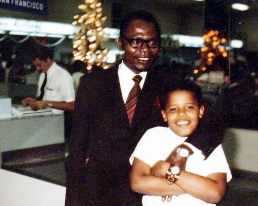 FILE - President Barack Obama as a young boy, and his father, also named Barack Obama.  (AP Photo/Obama for America, File)