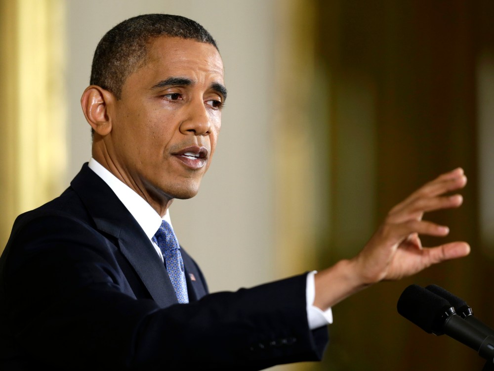 President Barack Obama answers a question during a news conference in the East Room of the White House in Washington, Wednesday, Nov. 14, 2012. (Photo by Charles Dharapak/AP Photo)