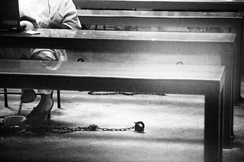 A detainee taking a class in Camp 6 in Guantanamo, 2012.