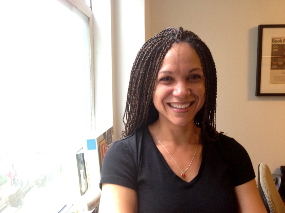 msnbc host Melissa Harris-Perry shows off her make-up face in honor of the "Barefaced and Beautiful" campaign. (Photo by Lorena Ruiz/msnbc)