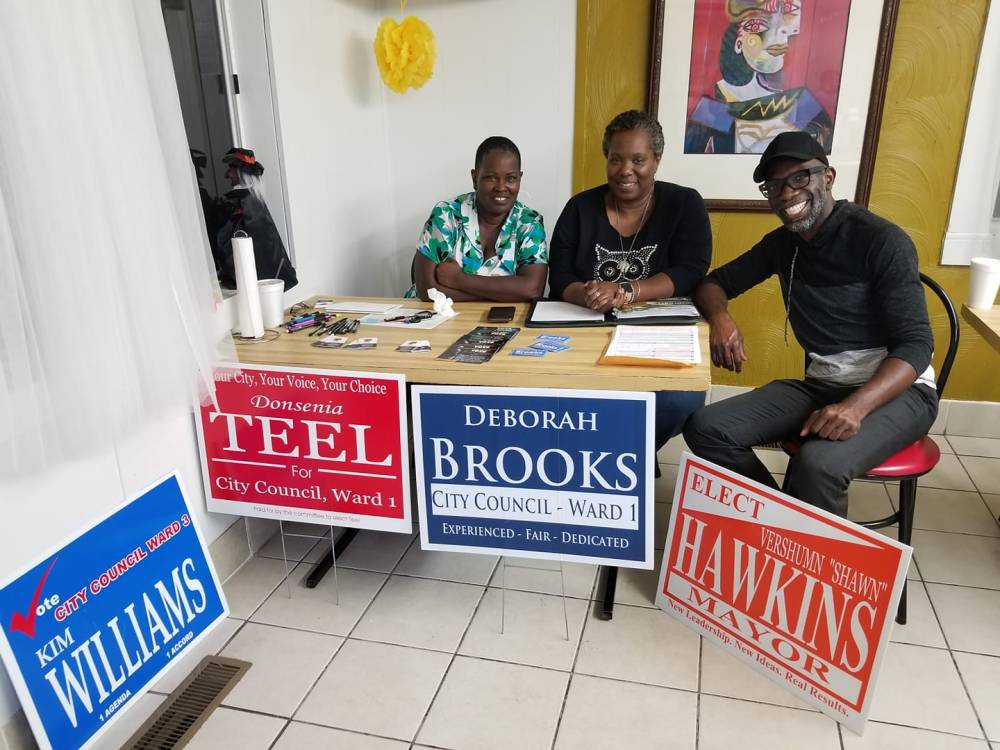 Donsenia Teel, Deborah Brooks and Vershumn "Shawn" Hawkins