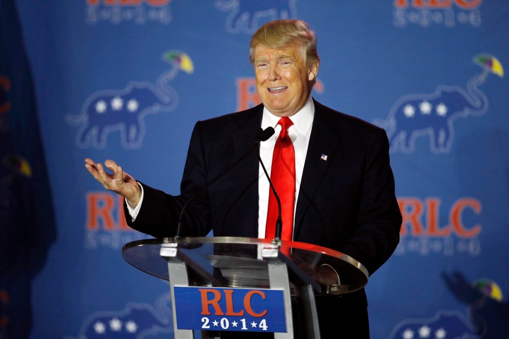 Donald Trump addresses the Republican Leadership Conference in New Orleans, La., Friday, May 30, 2014.
