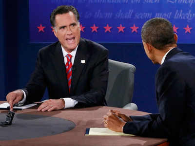 Mitt Romney speaking at the final presidential debate Tuesday in Boca Raton, Florida. (Rick Wilking/Reuters)