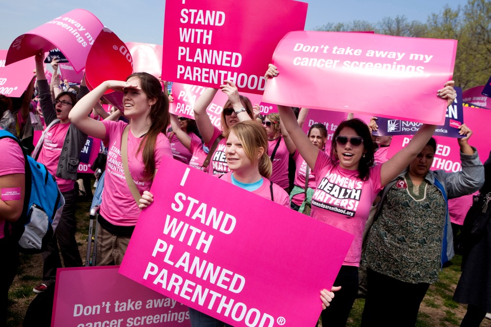 Planned Parenthood supporters rally in supporting preventive health care and family planning services in Washington on April 7, 2011. (Photo by Joshua Roberts/Reuters)