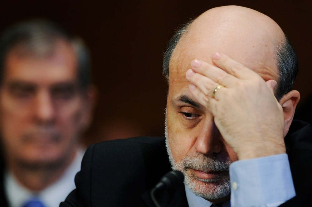 Ben Bernanke listens to testimony before the Senate Banking Committee hearing on oversight of Dodd-Frank Wall Street reform, May 12, 2011.