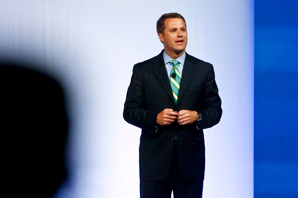Doug McMillon, President and CEO of Wal-Mart, speaks to shareholders in Fayetteville, Arkansas June 3, 2011.