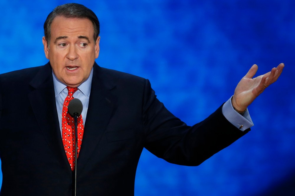 Former Arkansas Governor and former Republican presidential candidate Mike Huckabee addresses supporters during the third session of the 2012 Republican National Convention in Tampa
