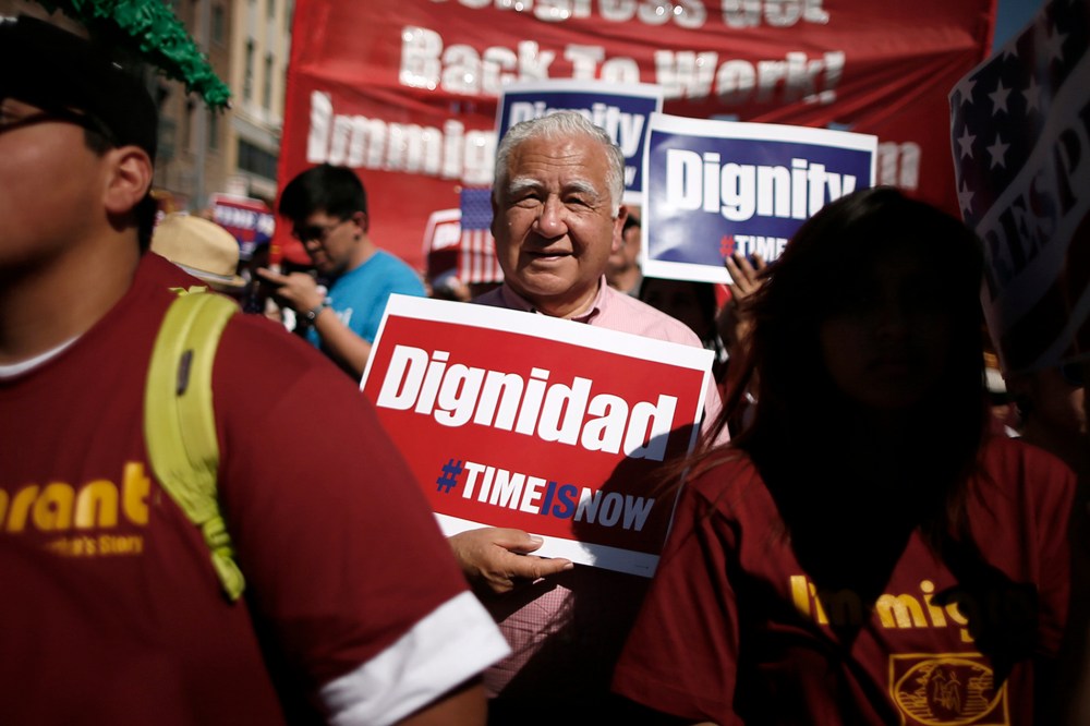 Protesters march to demand immigration reform in Hollywood, Los Angeles, Calif., Oct. 5, 2013.