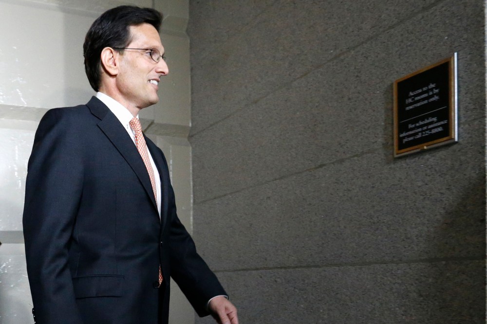 Eric Cantor arrives for a news conference on Capitol Hill in Washington, June 11, 2014.