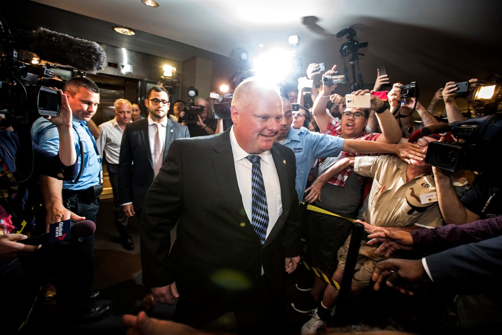 Toronto Mayor Ford arrives at City Hall in Toronto