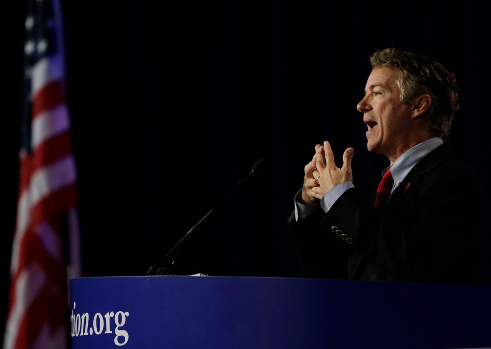 U.S. Senator Rand Paul (R-Ky.) delivers remarks at the morning plenary session of the Values Voter Summit in Washington, D.C., on Sept. 26, 2014. (Photo by Gary Cameron/Reuters)