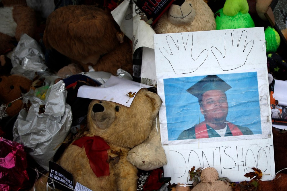 A memorial set up for Michael Brown is seen in Ferguson, Mo. on Oct. 10, 2014. (Jim Young/Reuters)