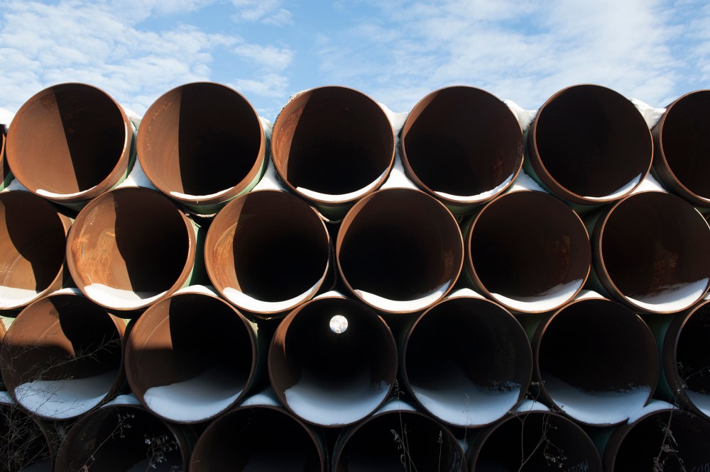 A depot used to store pipes for Transcanada Corp's planned Keystone XL oil pipeline is seen in Gascoyne, North Dakota on Nov. 14, 2014. (Photo by Andrew Cullen/Reuters)