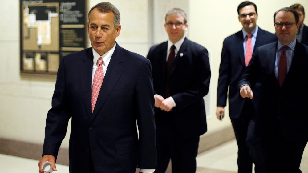Boehner arrives for a news conference at the U.S. Capitol in Washington