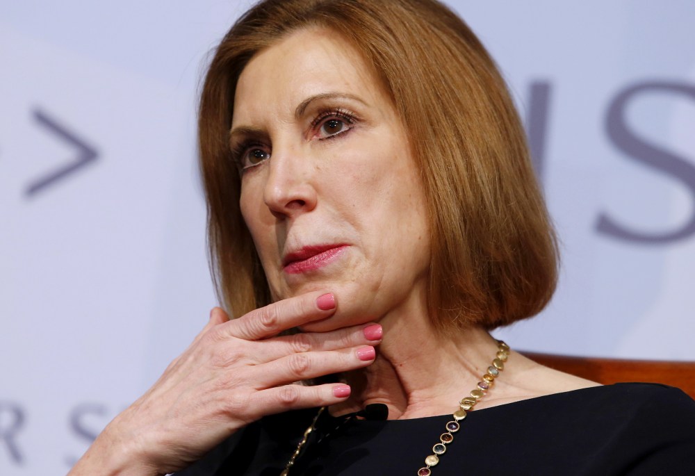 US presidential candidate Carly Fiorina and former chairman and CEO of Hewlett Packard, speaks at a Center for Strategic and International Studies forum titled "Smart Women, Smart Power" in Washington April 6, 2015. (Photo by Yuri Gripas/Reuters)
