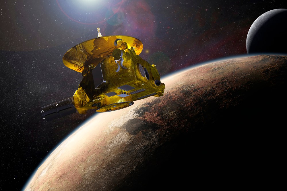 An artist's impression of NASA's New Horizons spacecraft encountering Pluto and its largest moon, Charon, is seen in this NASA image from July 2015. (Photo by NASA/Reuters)