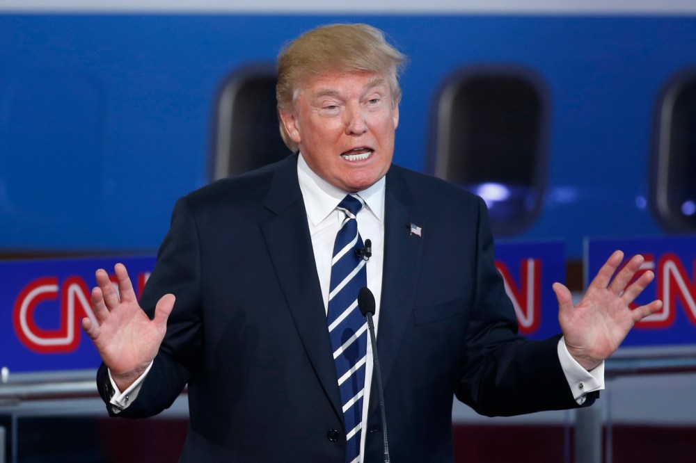 Republican U.S. presidential candidate and businessman Donald Trump speaks during the second official Republican presidential candidates debate in Simi Valley, Calif. on Sept. 16, 2015. (Photo by Lucy Nicholson/Reuters)