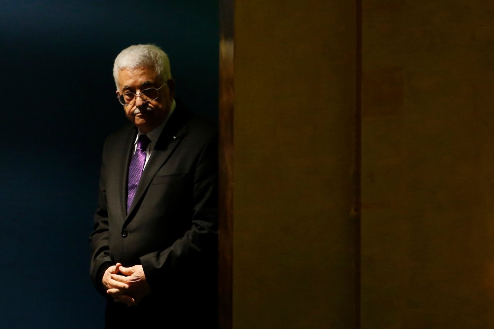 Palestinian President Mahmoud Abbas arrives to deliver his address during the 70th session of the United Nations General Assembly at the U.N. headquarters in New York, on Sept. 30, 2015. (Photo by Mike Segar/Reuters)