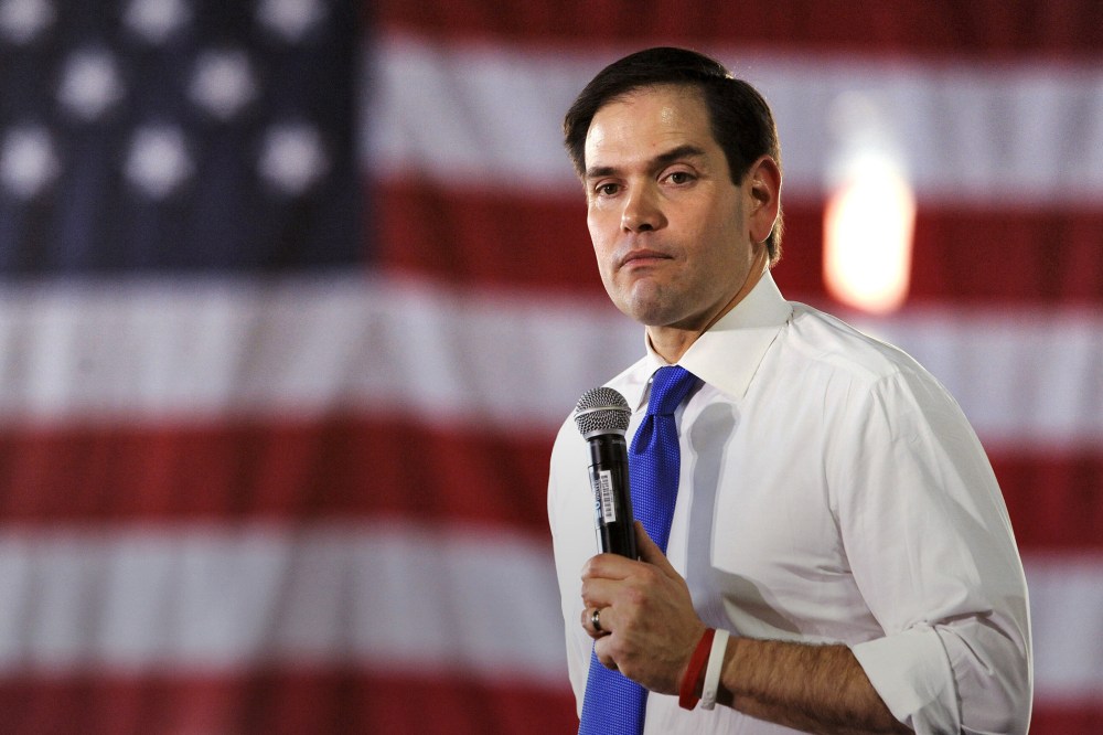 Republican presidential candidate Senator Marco Rubio addresses supporters during a campaign rally inside an aviation hangar in Sarasota, Fla., March 8, 2016. (Photo by Steve Nesius/Reuters)