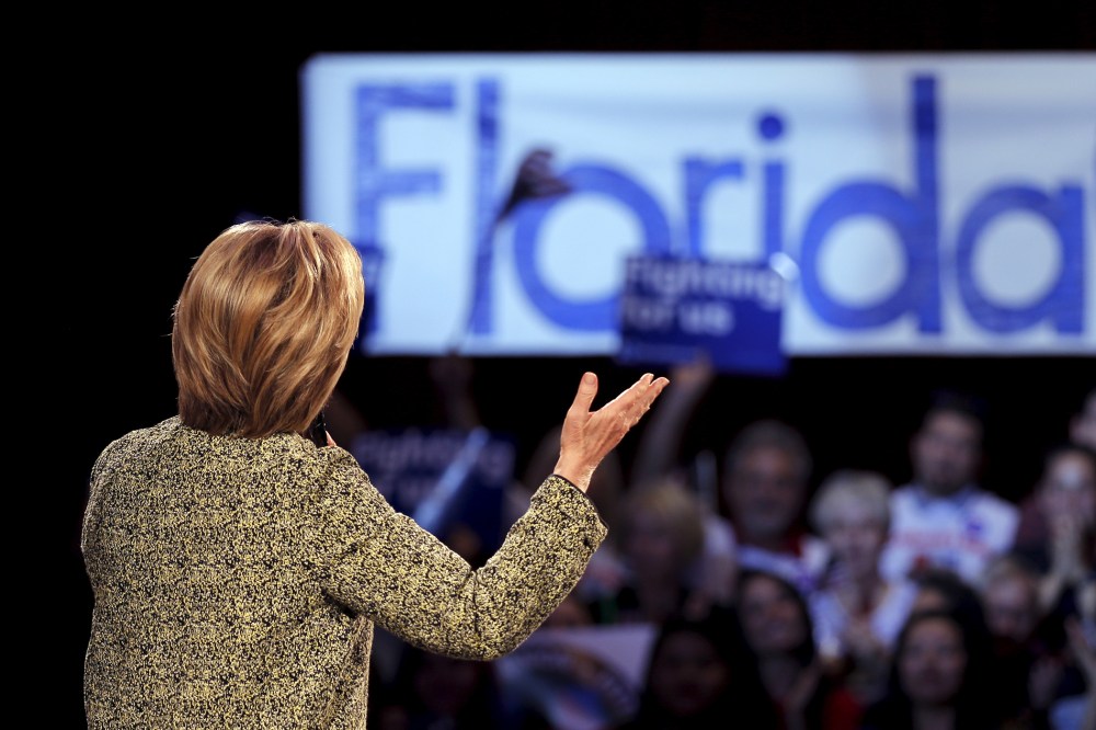 Democratic presidential candidate Hillary Clinton speaks to supporters during a campaign rally in Tampa, Fla., March 10, 2016. (Photo by Carlos Barria/Reuters)