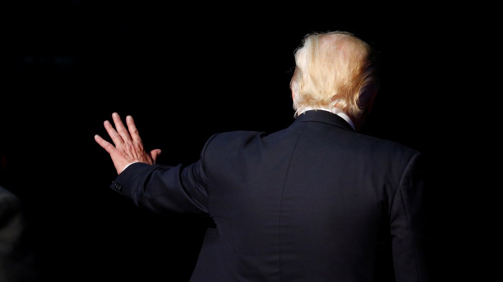 Republican presidential nominee Donald Trump waves following a campaign rally in Toledo, Ohio, July 27, 2016. (Photo by Carlo Allegri/Reuters)