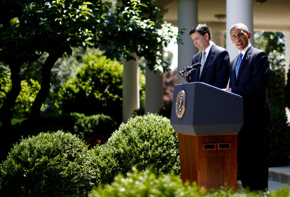 U.S. President Barack Obama announces James Comey as his choice to replace Robert Mueller as the next FBI director at the White House in Washington