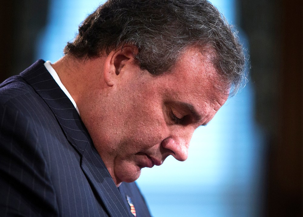 New Jersey Governor Chris Christie reacts during a news conference in Trenton, Jan. 9, 2014.