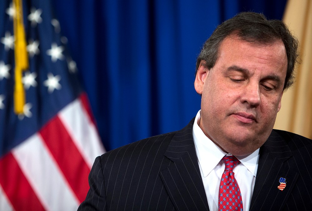 New Jersey Governor Chris Christie reacts during a news conference, Jan. 9, 2014 in Trenton, N.J.