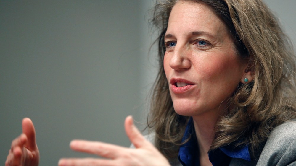 White House Budget Director Sylvia Mathews Burwell speaks during an interview with Reuters journalists in Washington, Jan. 30, 2014.