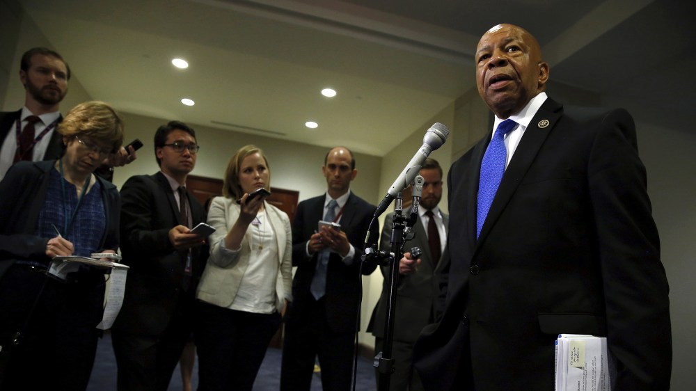 U.S. House Select Committee on Benghazi ranking member Representative Elijah Cummings (D-MD) talks to reporters at the U.S. Capitol in Washington June 16, 2015. (Photo by Jonathan Ernst / Reuters)
