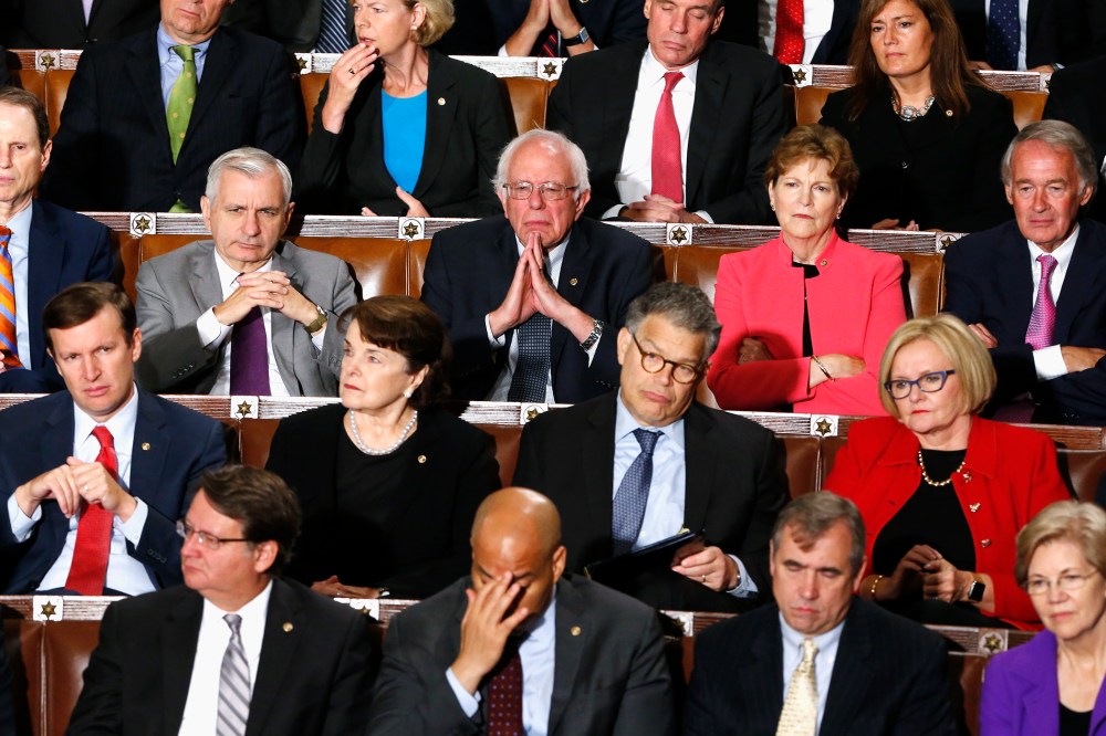 U.S. Senators listen as Pope Francis addresses a joint meeting of the U.S. Congress in the House Chamber on Capitol Hill in Washington, DC., Sept. 24, 2015. (Photo by Jonathan Ernst/Reuters)