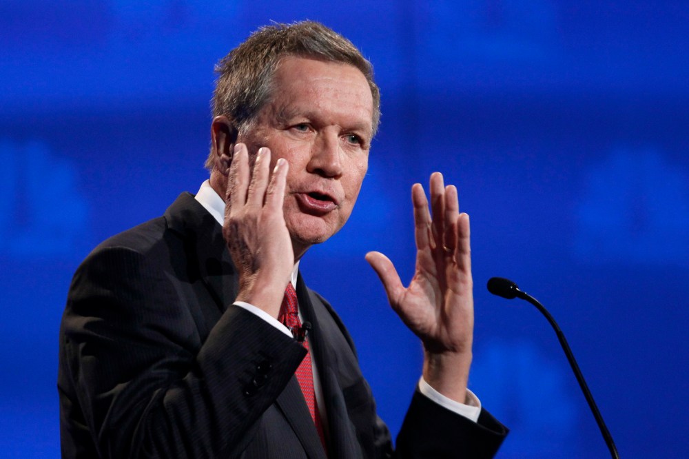 Republican U.S. presidential candidate Ohio Gov. John Kasich speaks at the 2016 U.S. Republican presidential candidates debate held by CNBC in Boulder, Colo., Oct. 28, 2015. (Photo by Rick Wilking/Reuters)